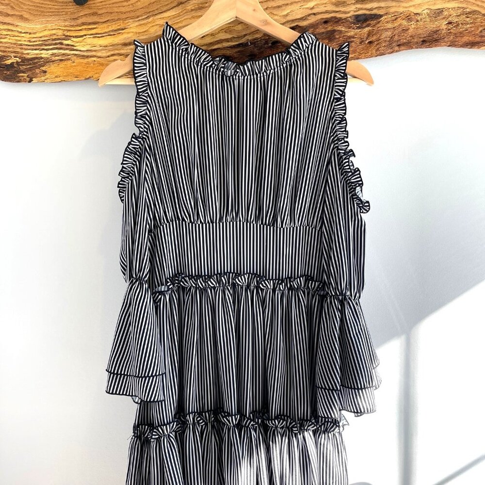 Maje Designer Beautiful Ruffle Stripped Dress - Size XS / SM-